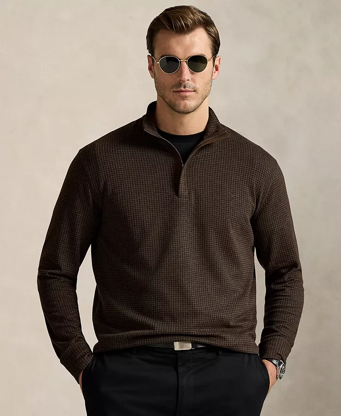 

Мужской свитер из джерси с рисунком «гусиная лапка» для больших и высоких Polo Ralph Lauren, коричневый