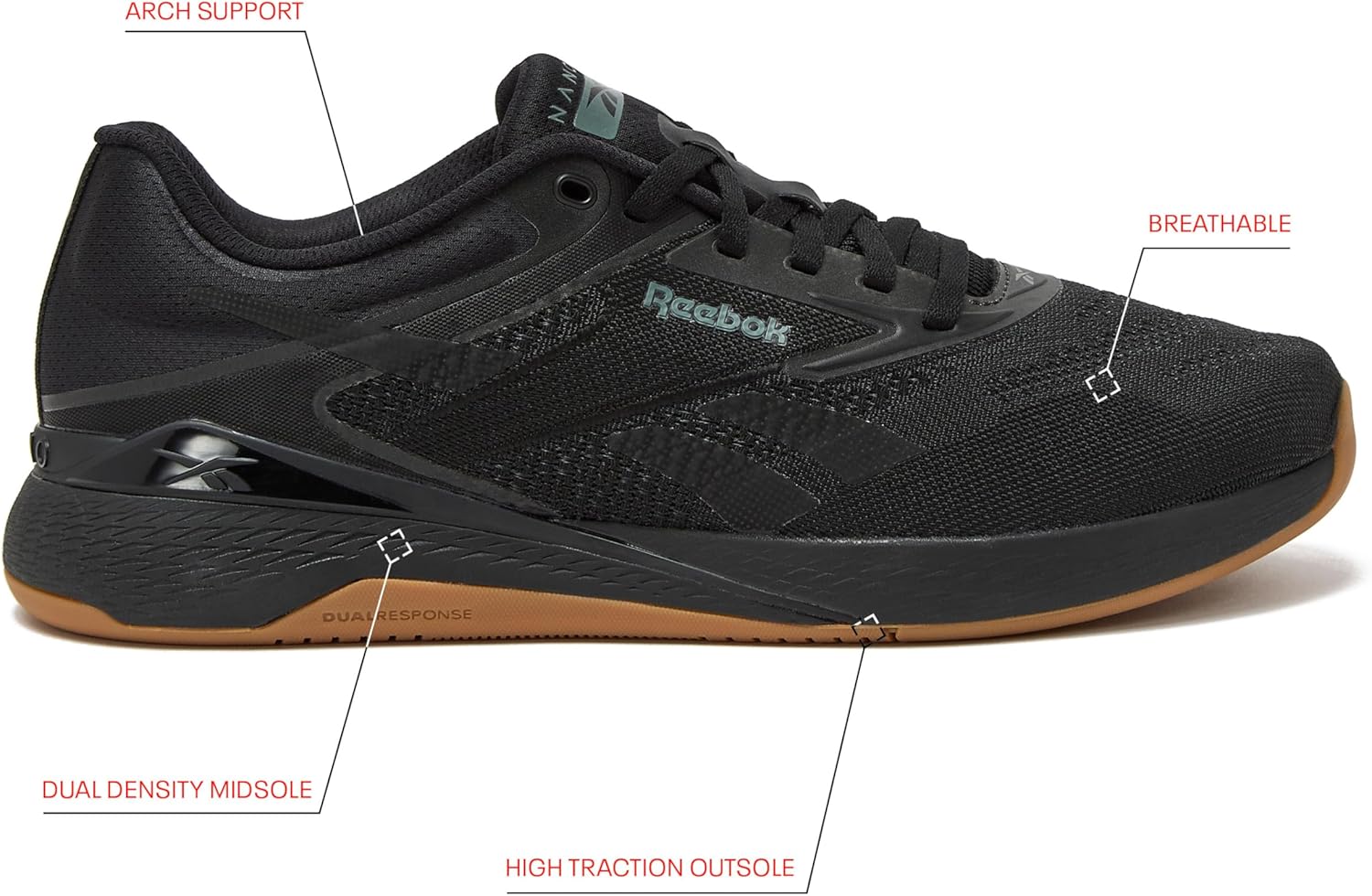 Мужские кроссовки Reebok Nano X5, для кросс-тренинга и легкого бега, черный/серый — фото 2