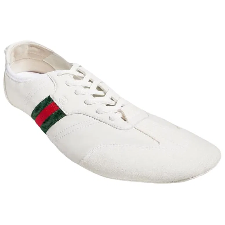 Кроссовки кожаные GUCCI белые — фото 4