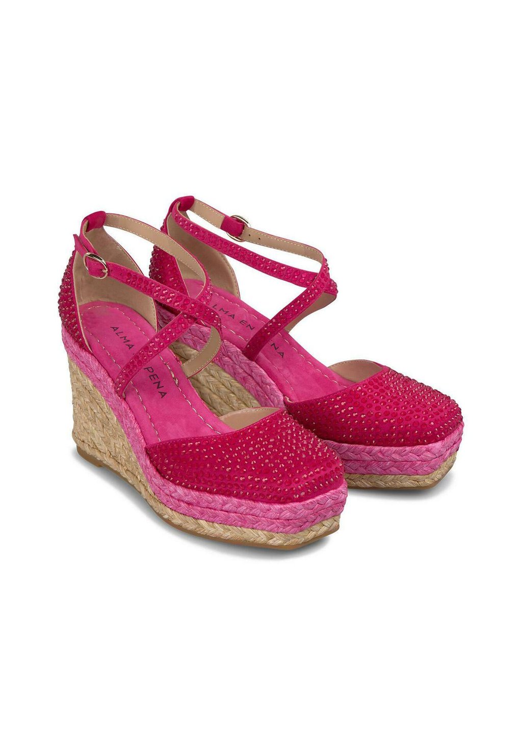 Босоножки на платформе CON PUNTERA REDONDEADA Y CIERRE CON HEBILLA - Platform heels Alma en Pena, цвет Fucsia Jaspeado — фото 3