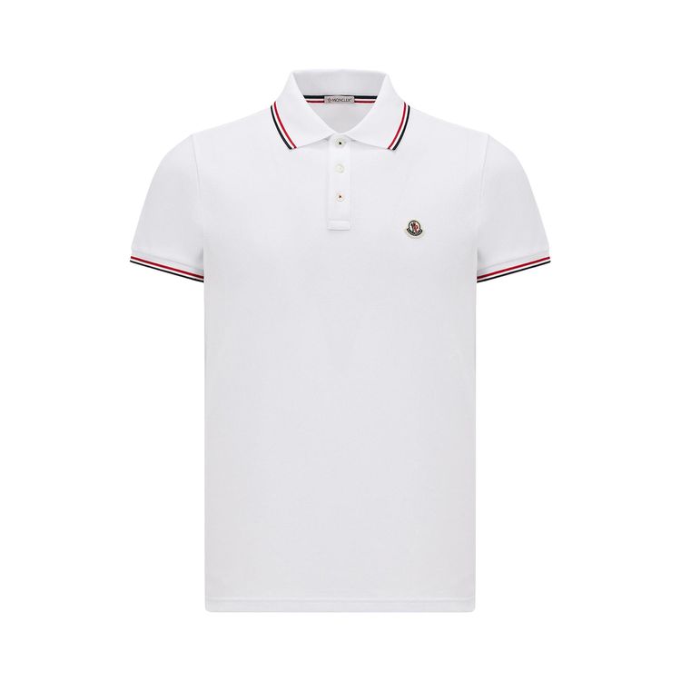

Футболка-поло Moncler с коротким рукавом и полосатой отделкой, белый