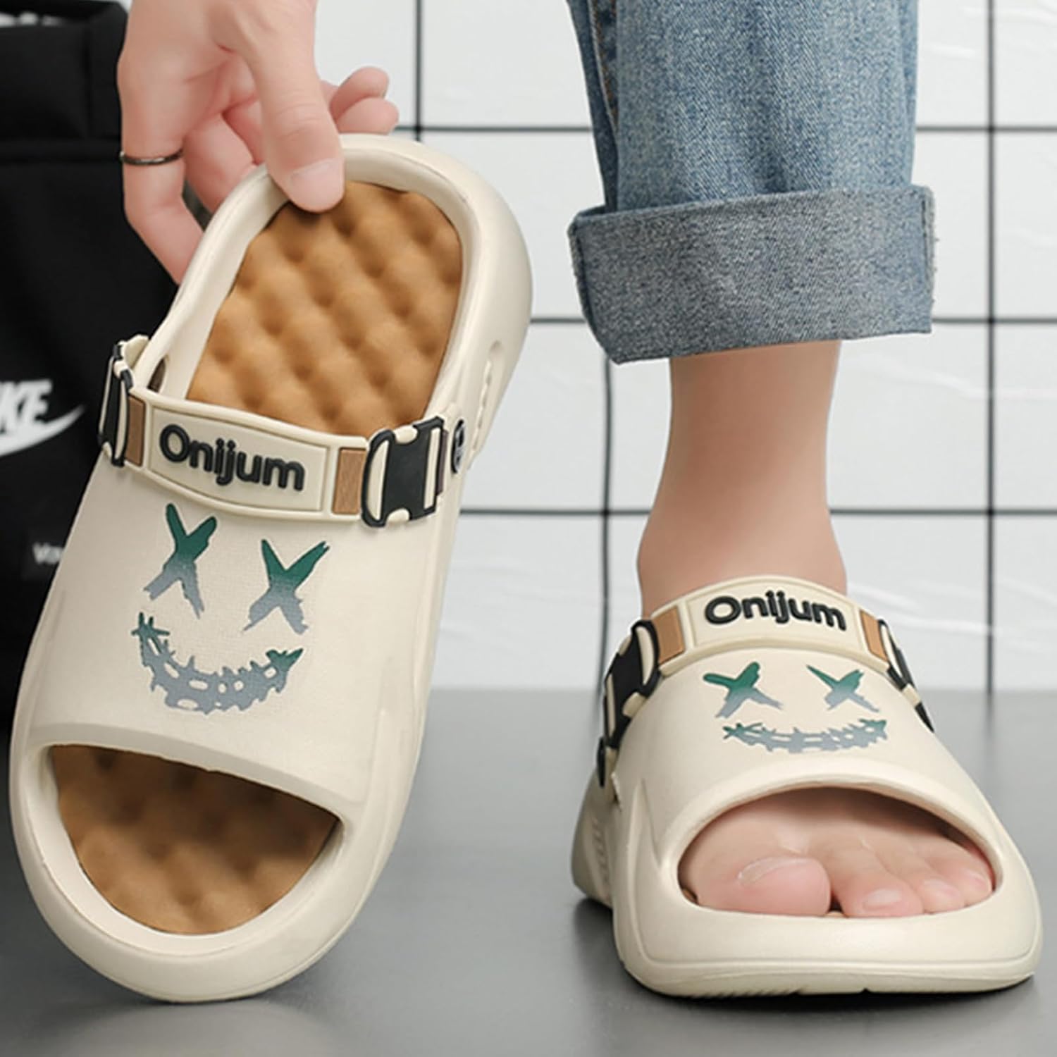 Мужские шлепанцы Gezolligheid Fashion, женские мягкие легкие домашние шлепанцы для душа, нескользящие пляжные шлепанцы, удобные тапочки, сандалии из ЭВА, Lace-sand — фото 3