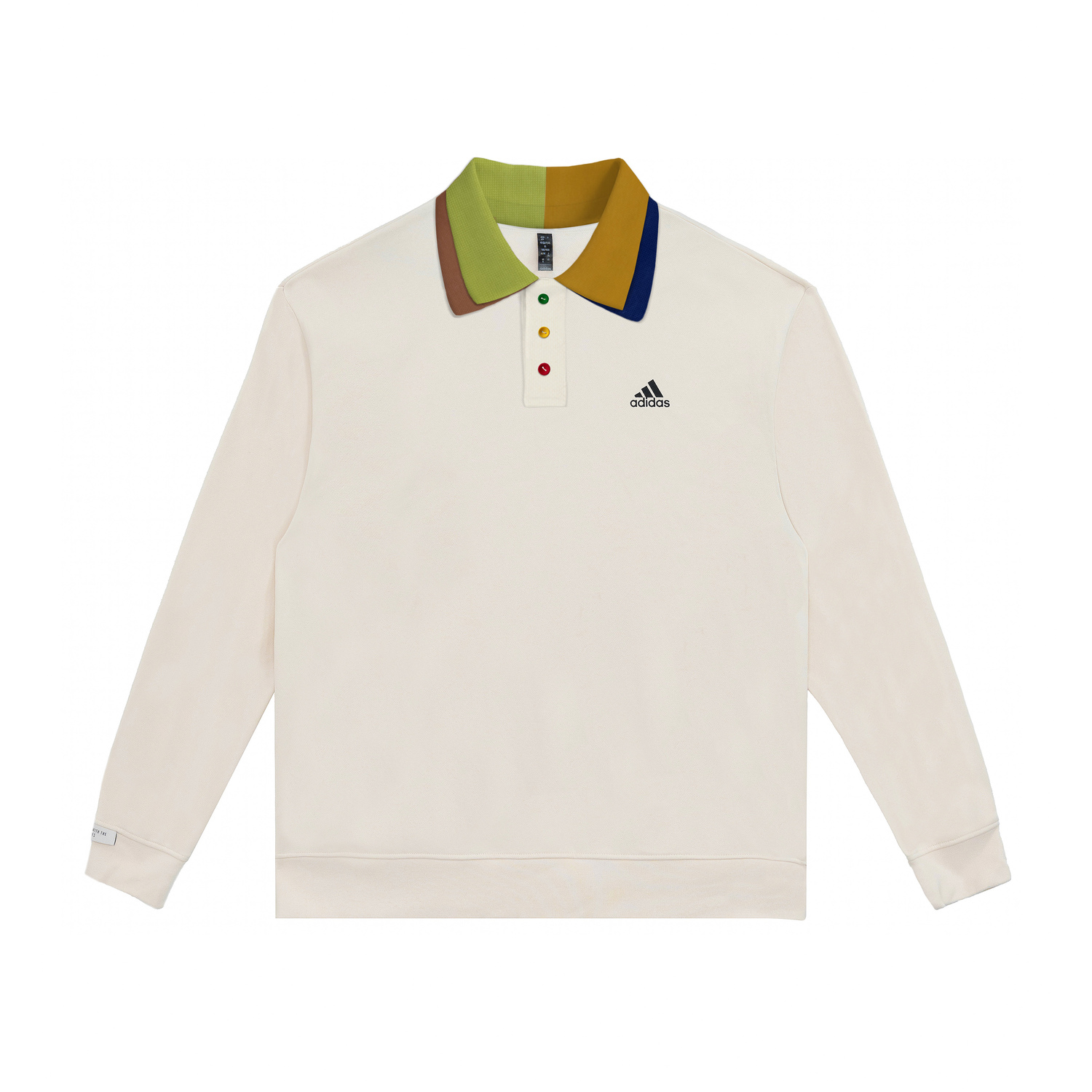 

Adidas Свитшот LABEL Unisex белый с воротником-поло умеренный