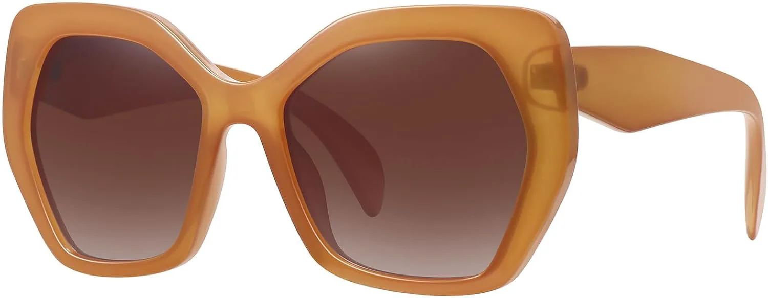 

Модные большие поляризованные солнцезащитные очки для женщин и мужчин, многоугольные солнцезащитные очки-бабочки UV400 FZN802 Fozono, Milky Orange / Brown