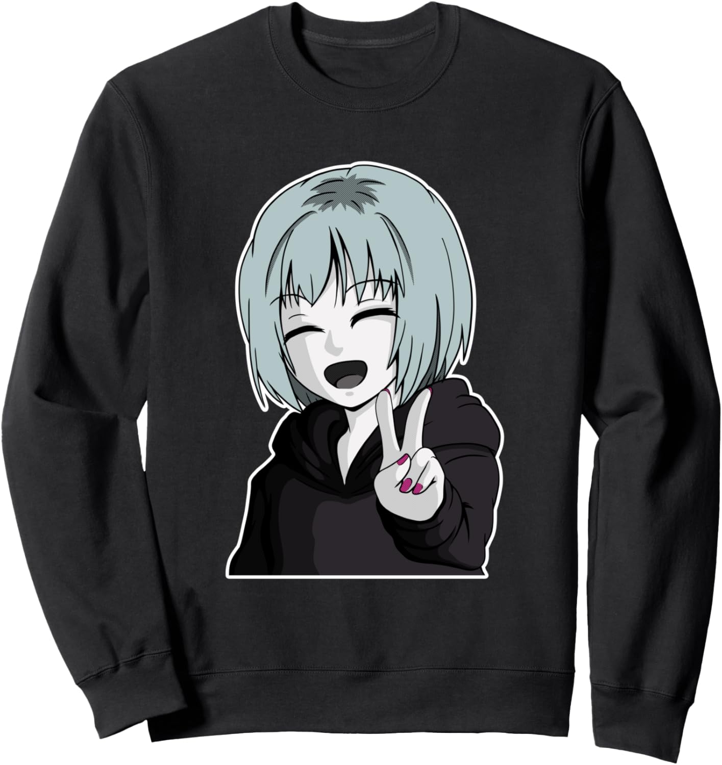 

Милая и очаровательная улыбка, счастливая манга, любовь и мир, забавный мем, толстовка My Midnight Ideas, черный