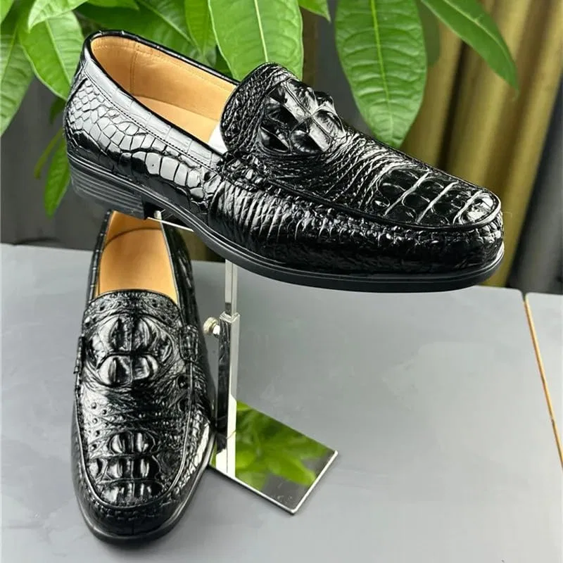 Лоферы крокодиловая кожа Classic Black, черный — фото 2