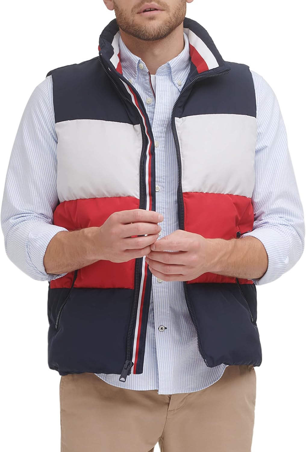 Мужской стеганый жилет с воротником-стойкой от Tommy Hilfiger, Midnight/Ice/Red