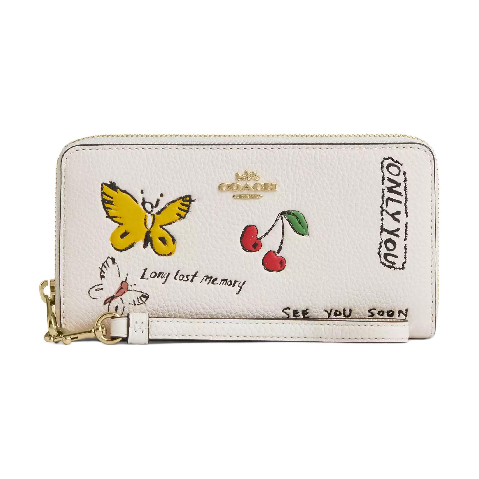 

COACH Кожаный кошелек на молнии малый женский белый, White