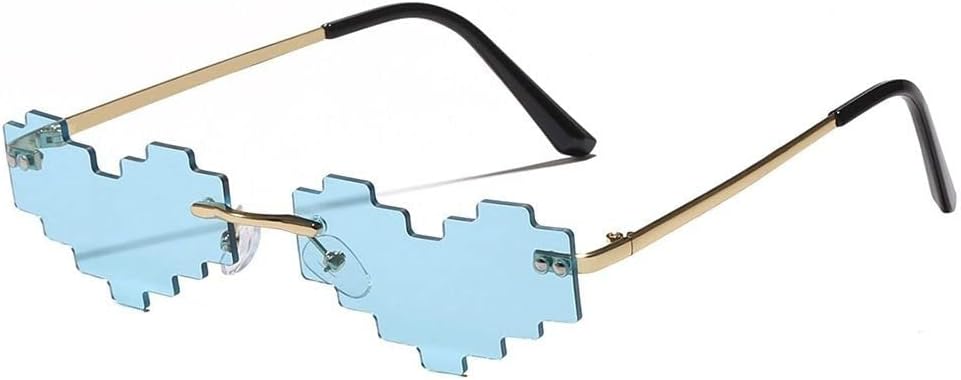 

Оригинальные солнцезащитные очки с мозаичным сердцем, забавные очки с пиксельной мозаикой, ретро-очки для геймеров-роботов, очки для вечеринок для мужчин и женщин MUTYNE, Light Blue