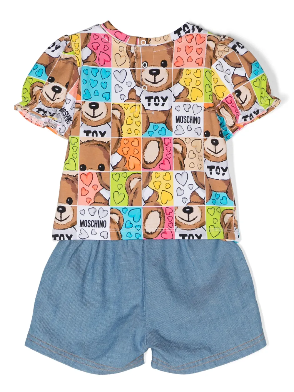 Комплект из футболки и шортов с принтом Teddy Bear Moschino Kids, синий — фото 2