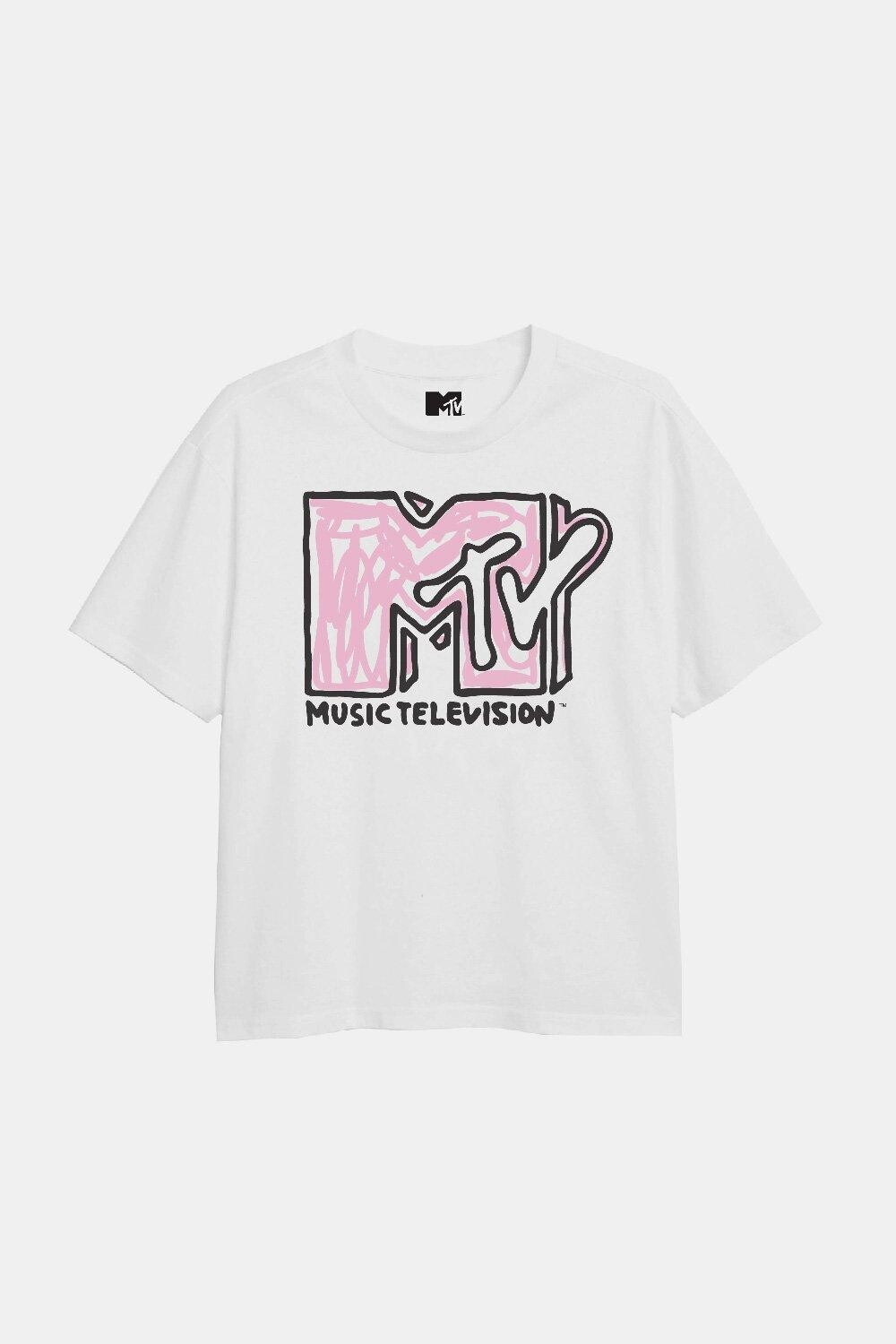 

Футболка для девочек с надписью MTV, белый