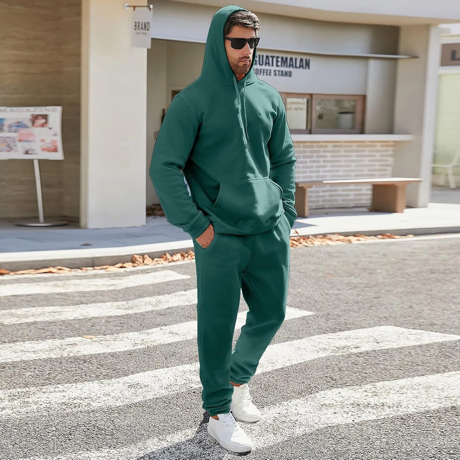 Спортивный костюм из двух предметов, бренд Generic, зеленый — фото 4