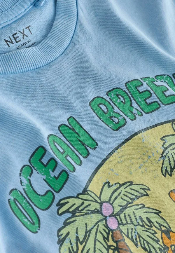 Футболка с коротким рукавом и графическим принтом, стандартного кроя Next, Washed Blue Ocean Breeze — фото 2