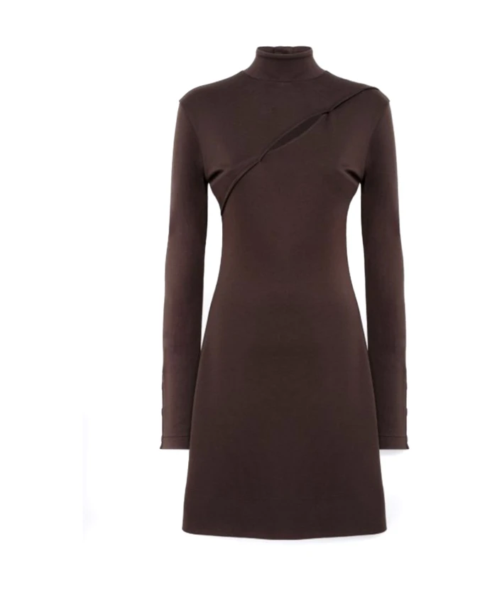 

Длинное трикотажное платье со сборками Blugirl, коричневый