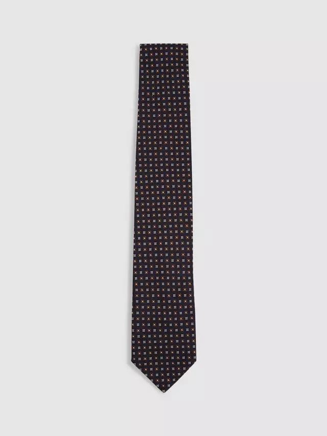 

Галстук Reiss Pelosa Silk Blend Geometric, цвет navy/tobacco