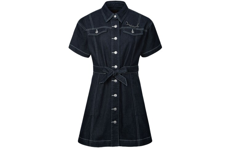 

Платье с короткими рукавами женское джинсовое синее Evisu