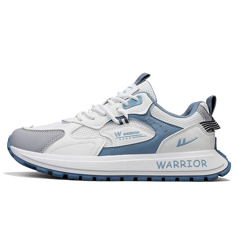

Легкие, амортизирующие, износостойкие, низкие, повседневные мужские туфли WARRIOR, White Blue Gray