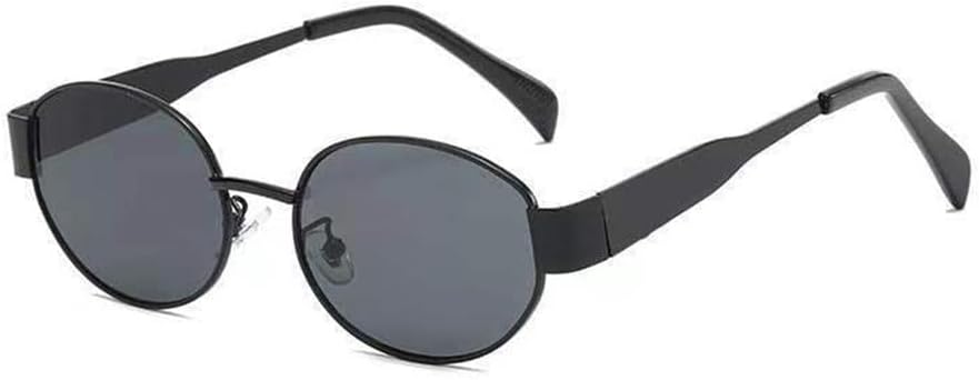 

Ретро овальные солнцезащитные очки для женщин и мужчин, круглые, в стиле панк, с золотой металлической оправой, очки для вождения, прозрачные линзы, защита от УФ-излучения UV400 KTUCN, Blackgrey