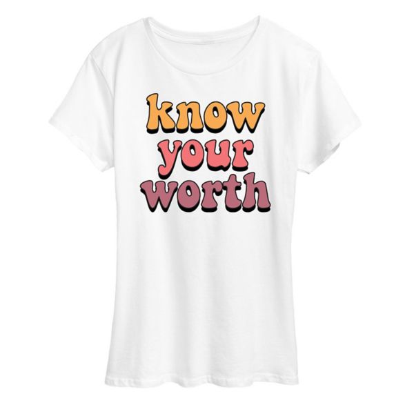 

Женская футболка с принтом "Знай себе цену" Know Your Worth Licensed Character, белый