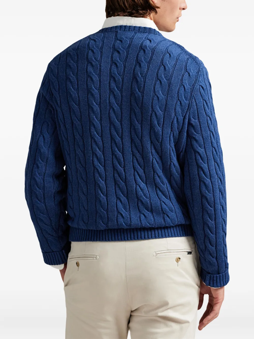 Свитер фактурной вязки Polo Ralph Lauren, синий — фото 4