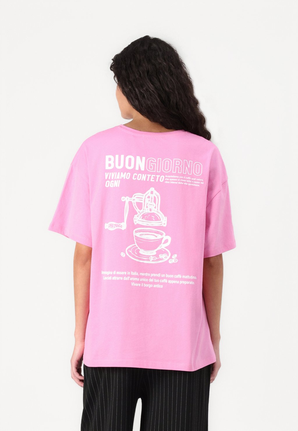 

Футболка с принтом PCFILINA O NECK LOOSE TEE Pieces, фуксия