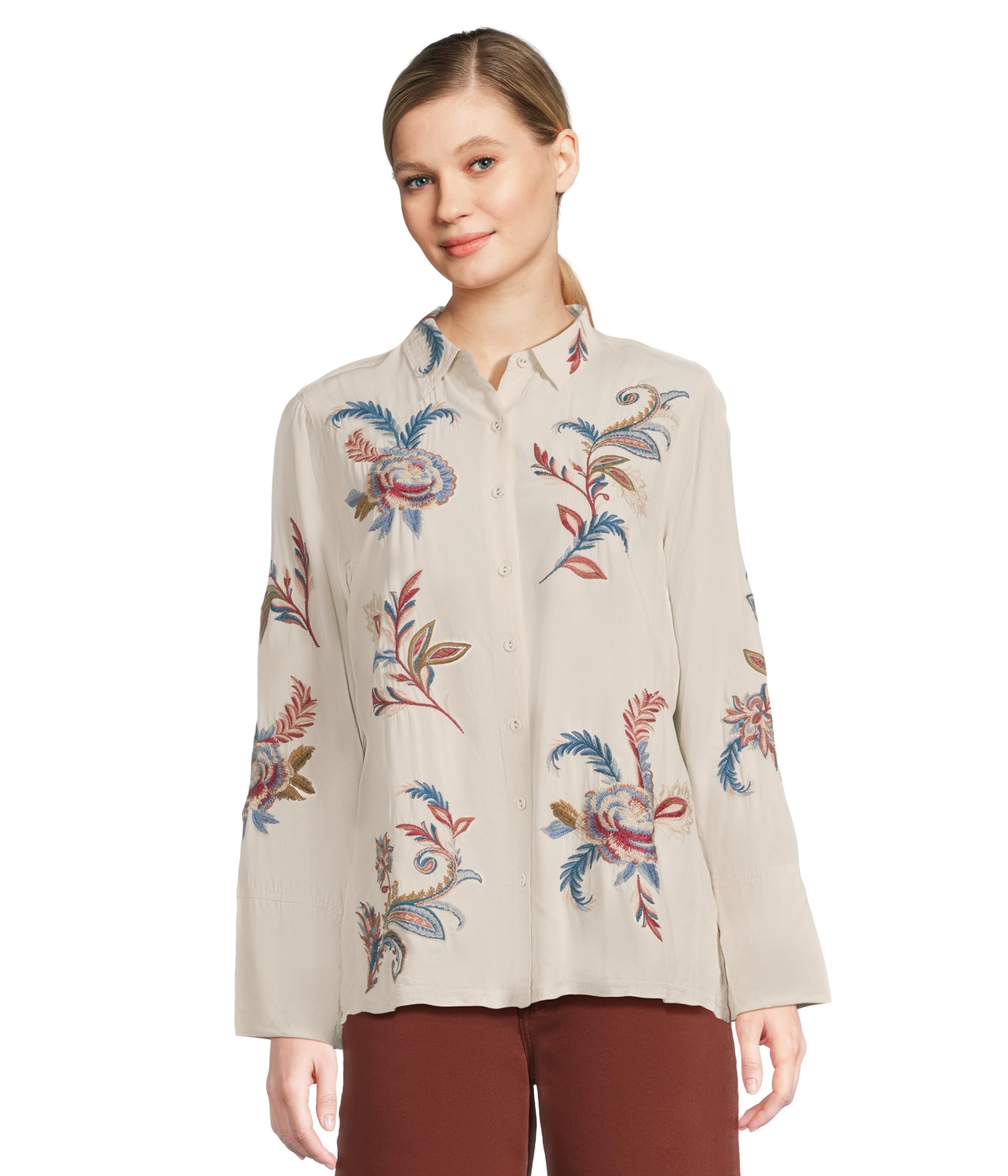 

Рубашка Johnny Was Vintage Button Down Shirt, цвет Shell
