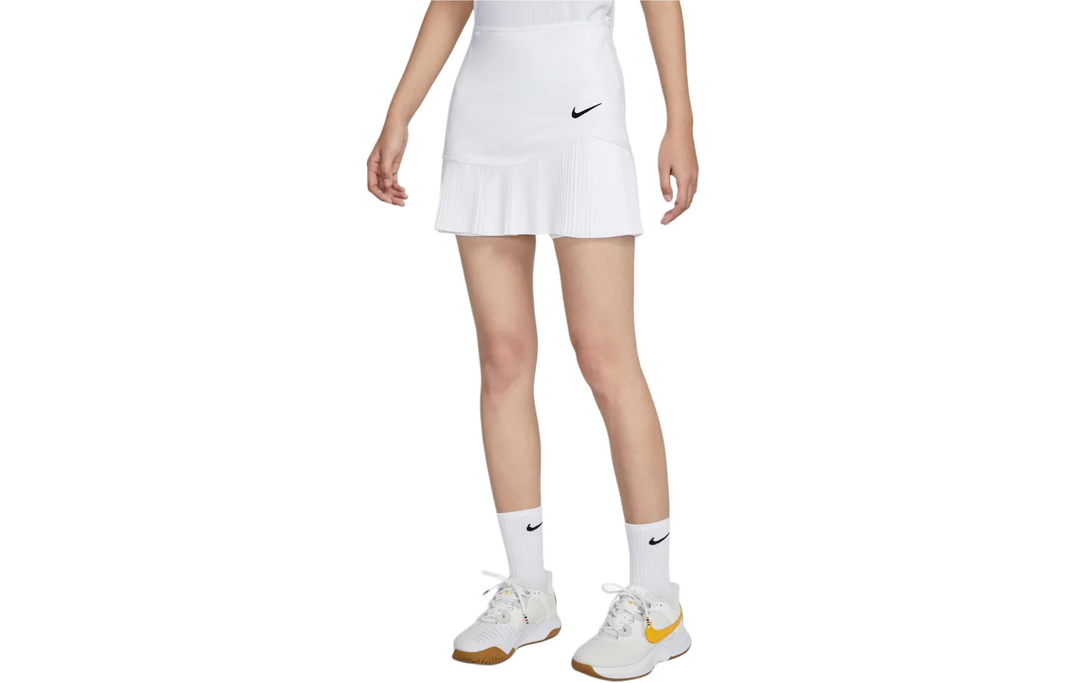Nike SS24 DRI FIT повседневная короткая юбка женская White/White/Black — фото 3