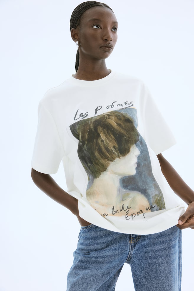 

Футболка оверсайз с принтами H&M, мультиколор