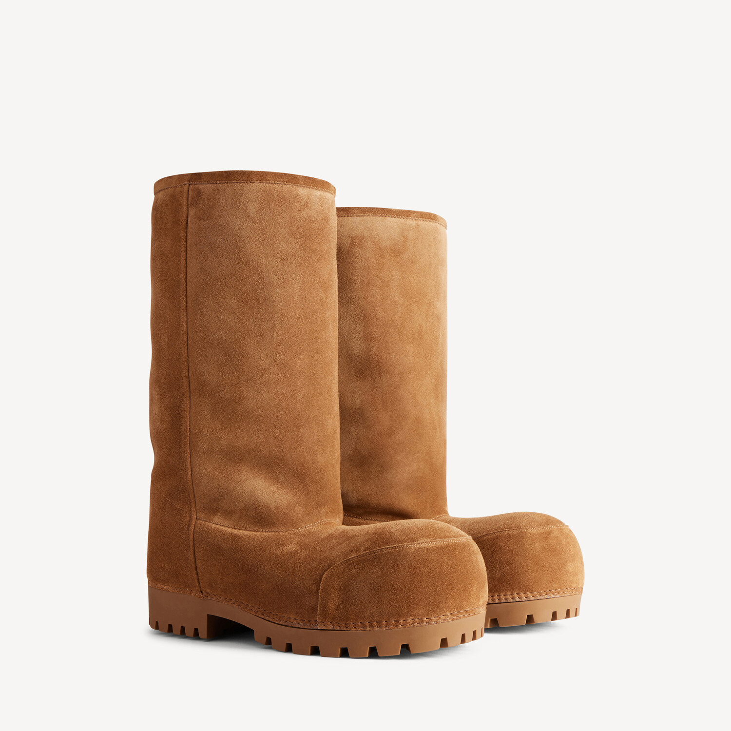 Женские высокие сапоги alaska из меха, коричневого цвета BALENCIAGA, коричневый — фото 2