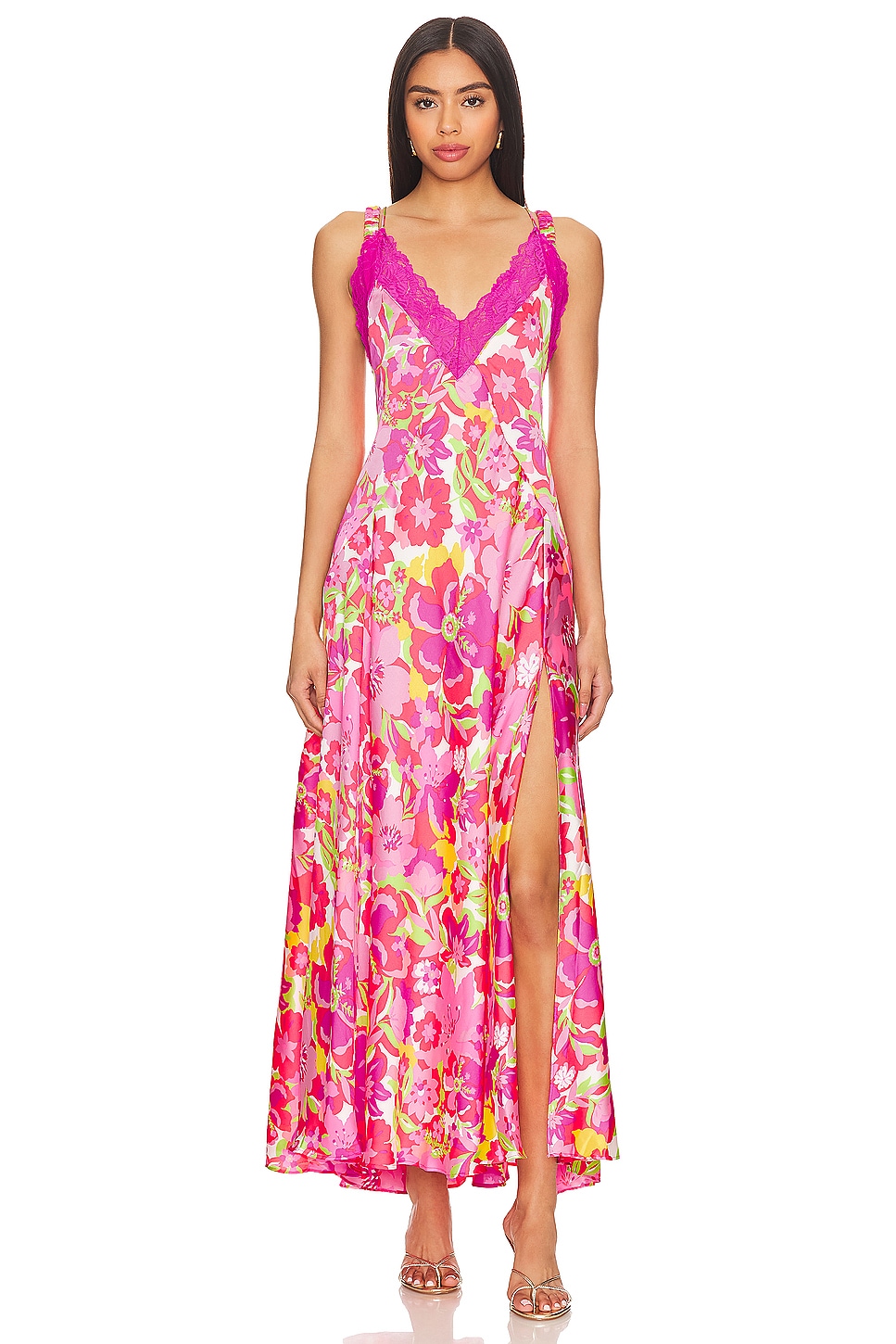 

Платье макси all a bloom в неоновом поп-сочетании Free People, цвет neon pop combo