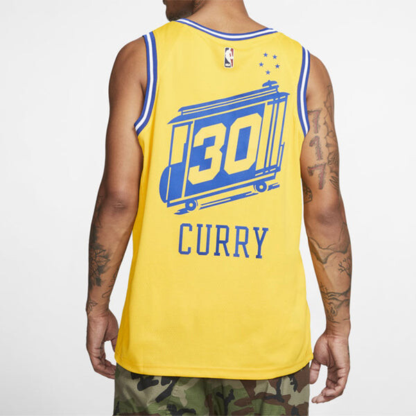 Футболка nba golden state warriors hardwood classics curry swingman домашняя майка Nike, желтый — фото 4
