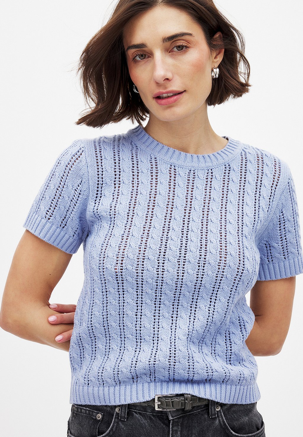 

Футболка с принтом CABLE SHORT SLEEVE NA-KD, синий