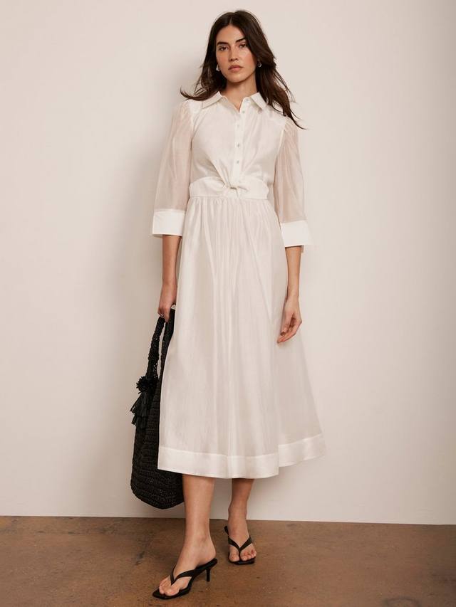 

Платье миди-рубашка с изюминкой Mint Velvet, слоновая кость