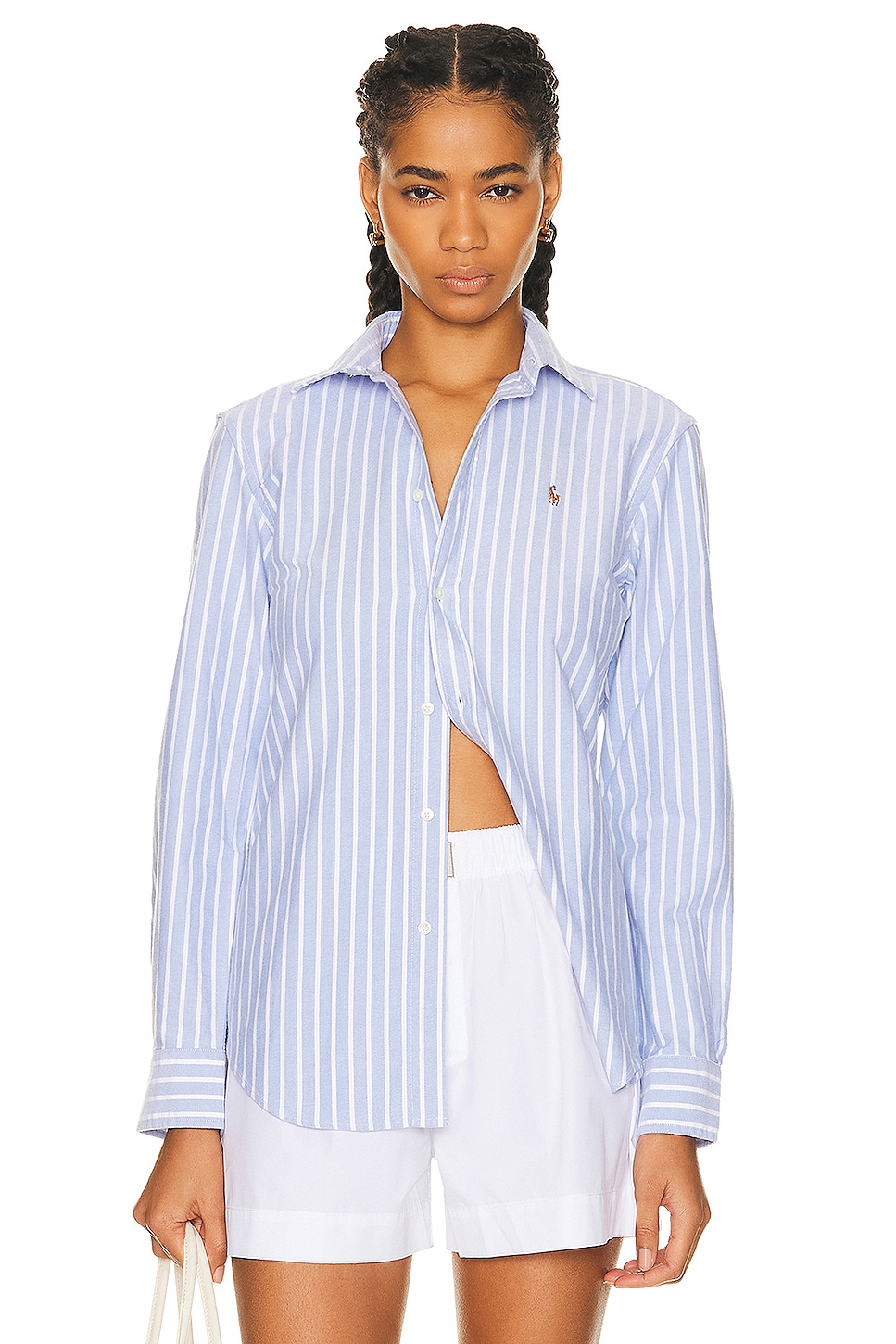 

Оксфордская рубашка на пуговицах с длинными рукавами Polo Ralph Lauren, цвет Harbor Island Blue & White