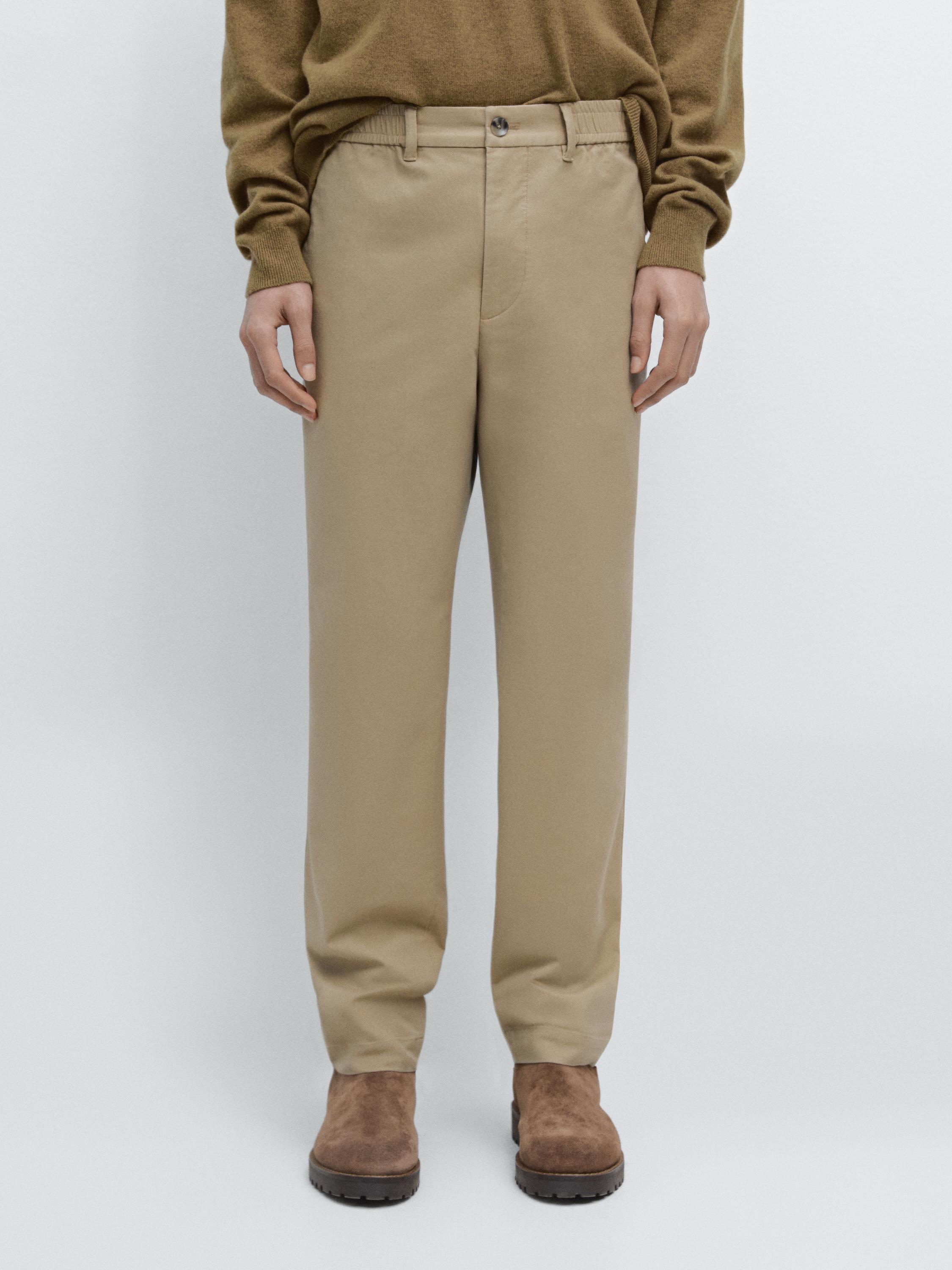 Брюки jogger из хлопковой смеси Massimo Dutti, ochre — фото 3