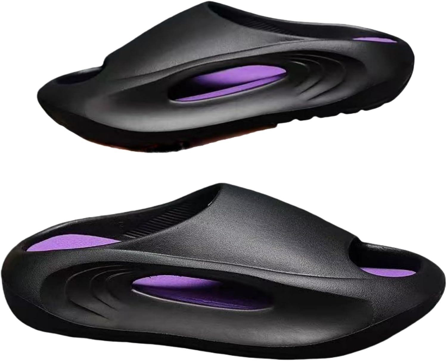 

Мужские сланцы WARKTMY Cloud, противоскользящие с толстой подошвой, для повседневного ношения и пляжа, подходящие для дома и улицы, черный/фиолетовый