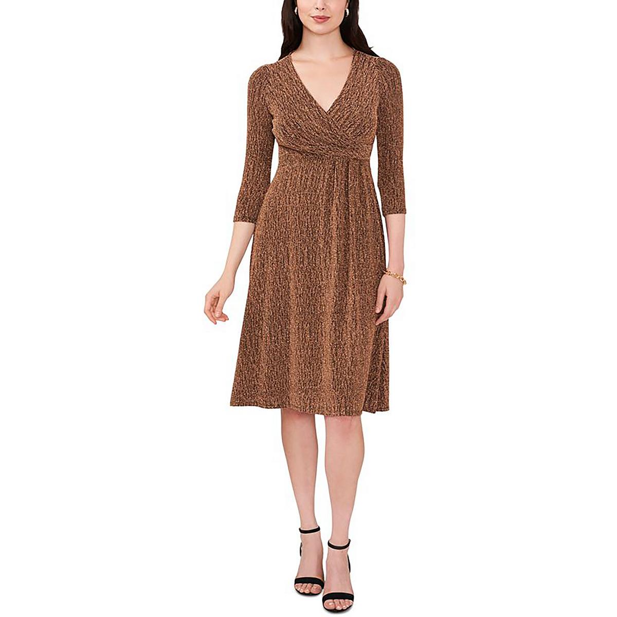 

Короткое миди-платье Petites Womens Metallic MSK, черный/золотой