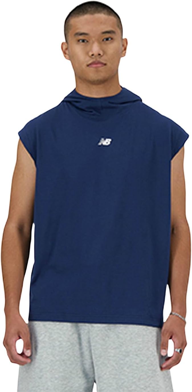 

Мужская легкая толстовка без рукавов New Balance BP, майка без рукавов, влагоотводящая и быстросохнущая (MT41706), темно-синий