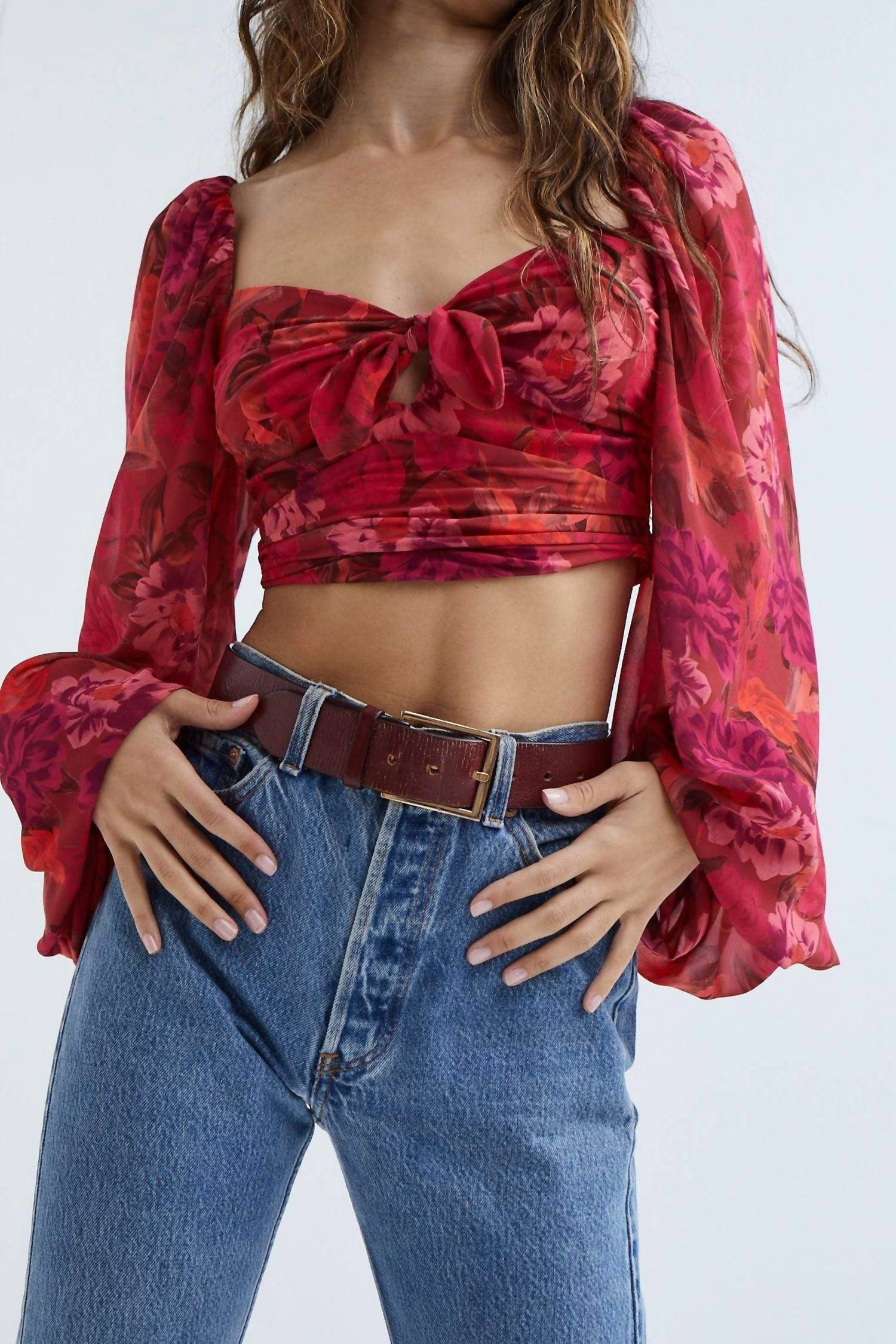 

Укороченный топ Trisha красного цвета for Love & Lemons
