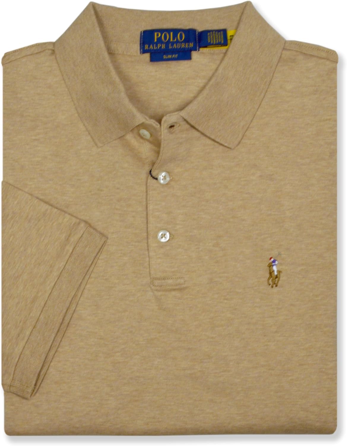 

Polo Ralph Lauren мужская поло Custom Slim Fit из мягкого интерлока с тремя пуговицами, Heather Camel Brown, Коричневый, Polo Ralph Lauren мужская поло Custom Slim Fit из мягкого интерлока с тремя пуговицами, Heather Camel Brown