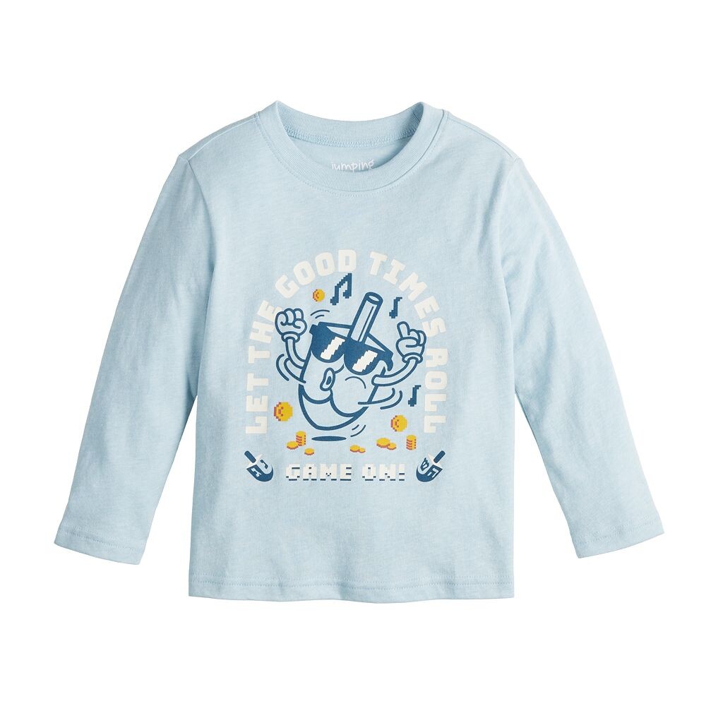 

Футболка Jumping Beans Hanukah Dreidel "Good Times Roll" с длинными рукавами и рисунком для мальчиков и малышей, цвет Good Times Roll