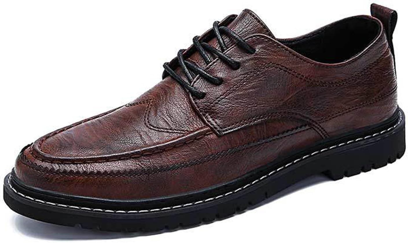 

Мужские удобные повседневные кожаные оксфорды с застежкой без шнурков и на шнуровке, с крылами, с носком-мокасином, деловые повседневные туфли для смокинга Boxpopla, коричневый