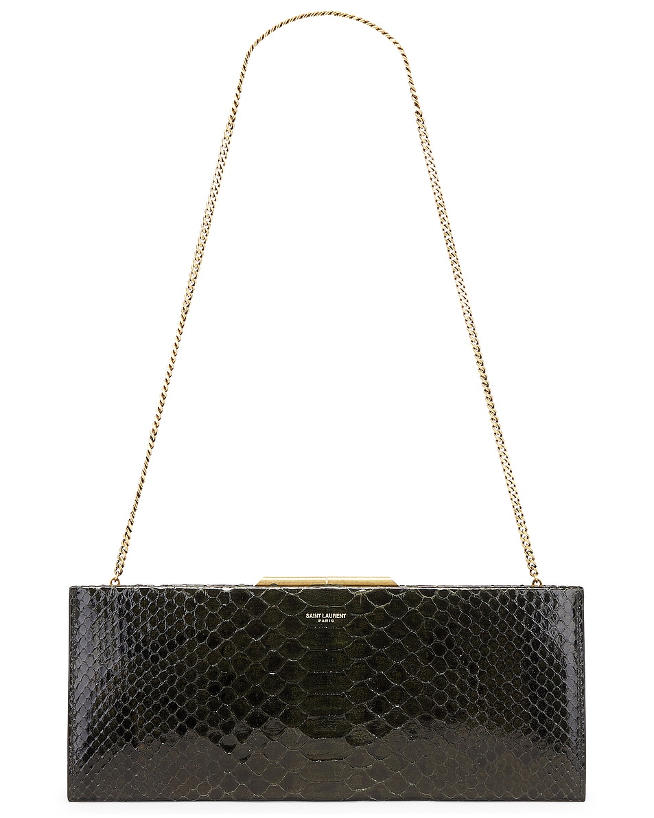 

Маленькая сумка Midnight Pochette Python Saint Laurent, цвет Dark Treetop, Синий, Маленькая сумка Midnight Pochette Python Saint Laurent, цвет Dark Treetop