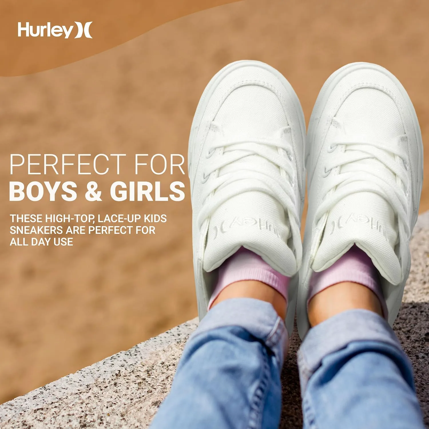 Детские высокие скейтбордные кроссовки Hurley Roddy, спортивная обувь для мальчиков и девочек, белый — фото 4