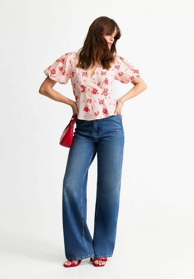 

Блузка на пуговицах GINGHAM FLORAL PRINT MILKMAID New Look, цвет Pink Pattern