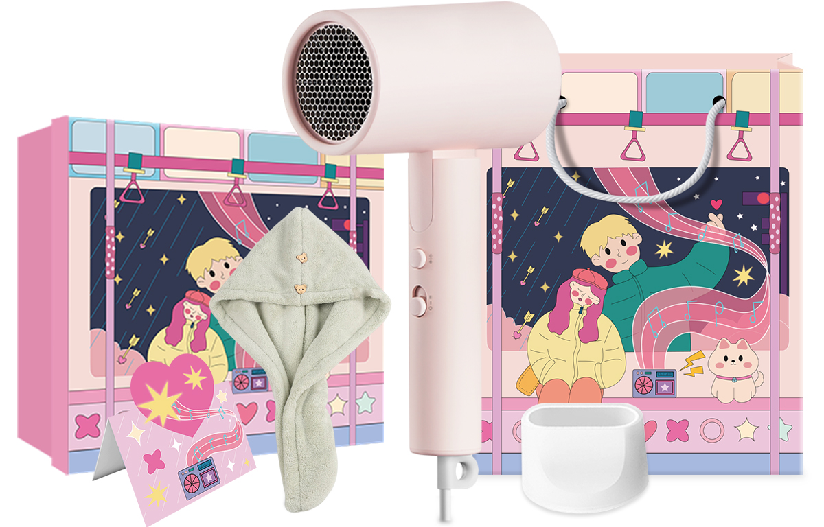 

Фен для волос с отрицательными ионами H101 Mi, H101 Pink Festive Dry Hair Box