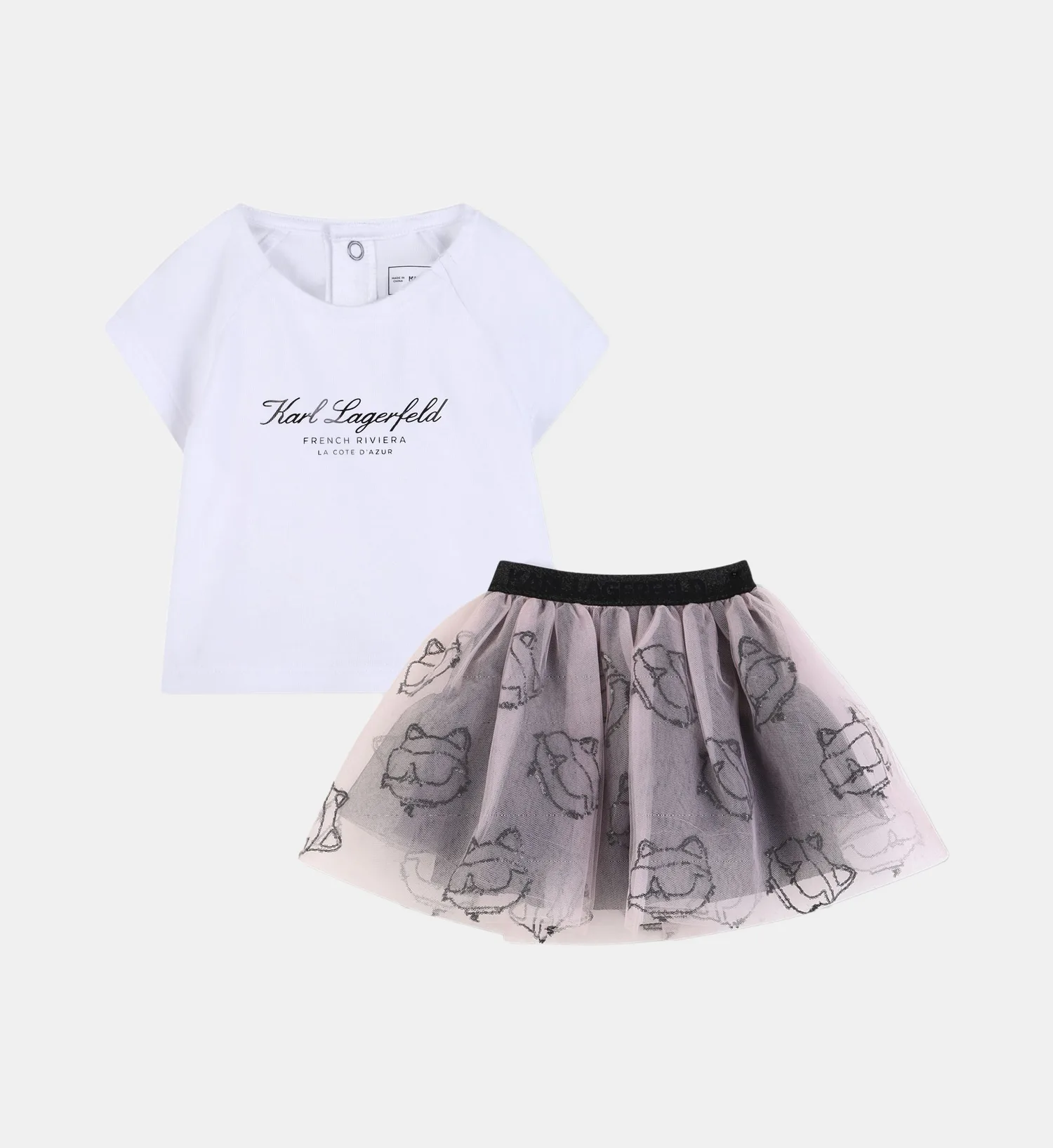 Комплект: футболка и юбка KARL LAGERFELD KIDS, белый