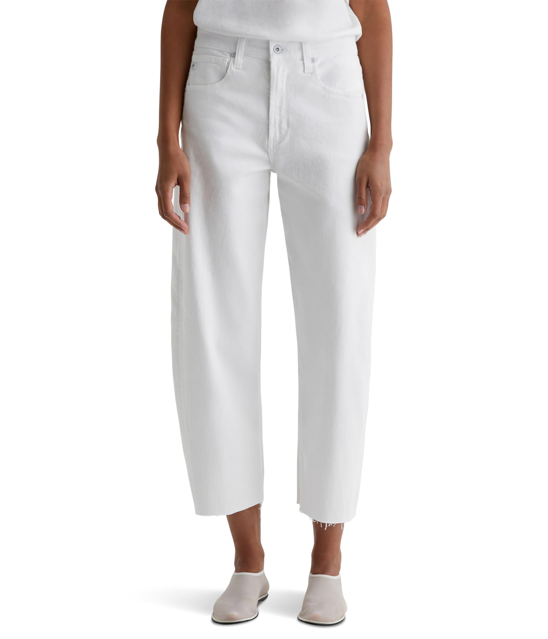 

Джинсы AG Jeans Hattie High Rise Crop Barrel In Gallery White, Gallery White