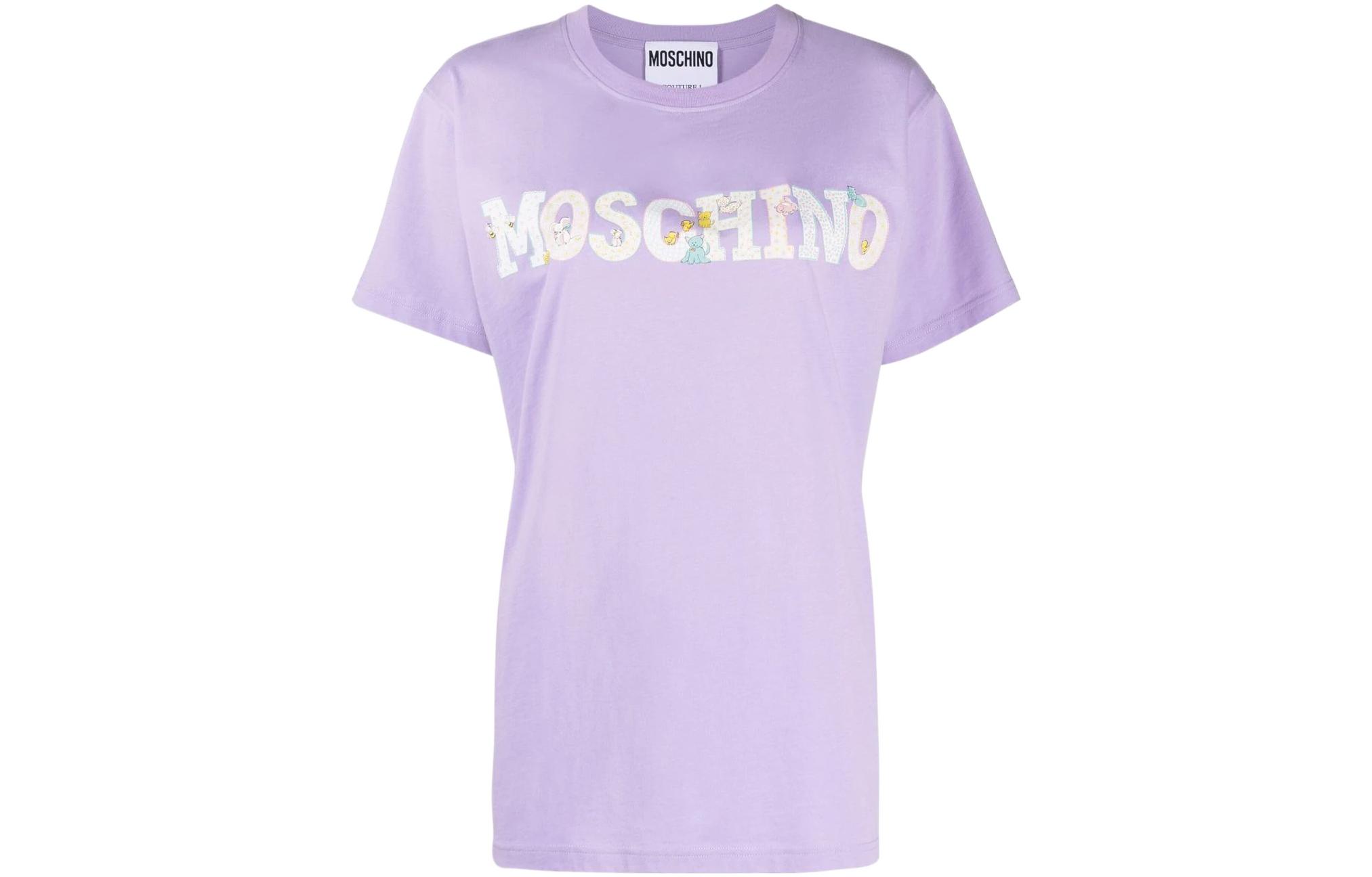 

MOSCHINO Футболка женская фиолетовая, Фиолетовый, MOSCHINO Футболка женская фиолетовая