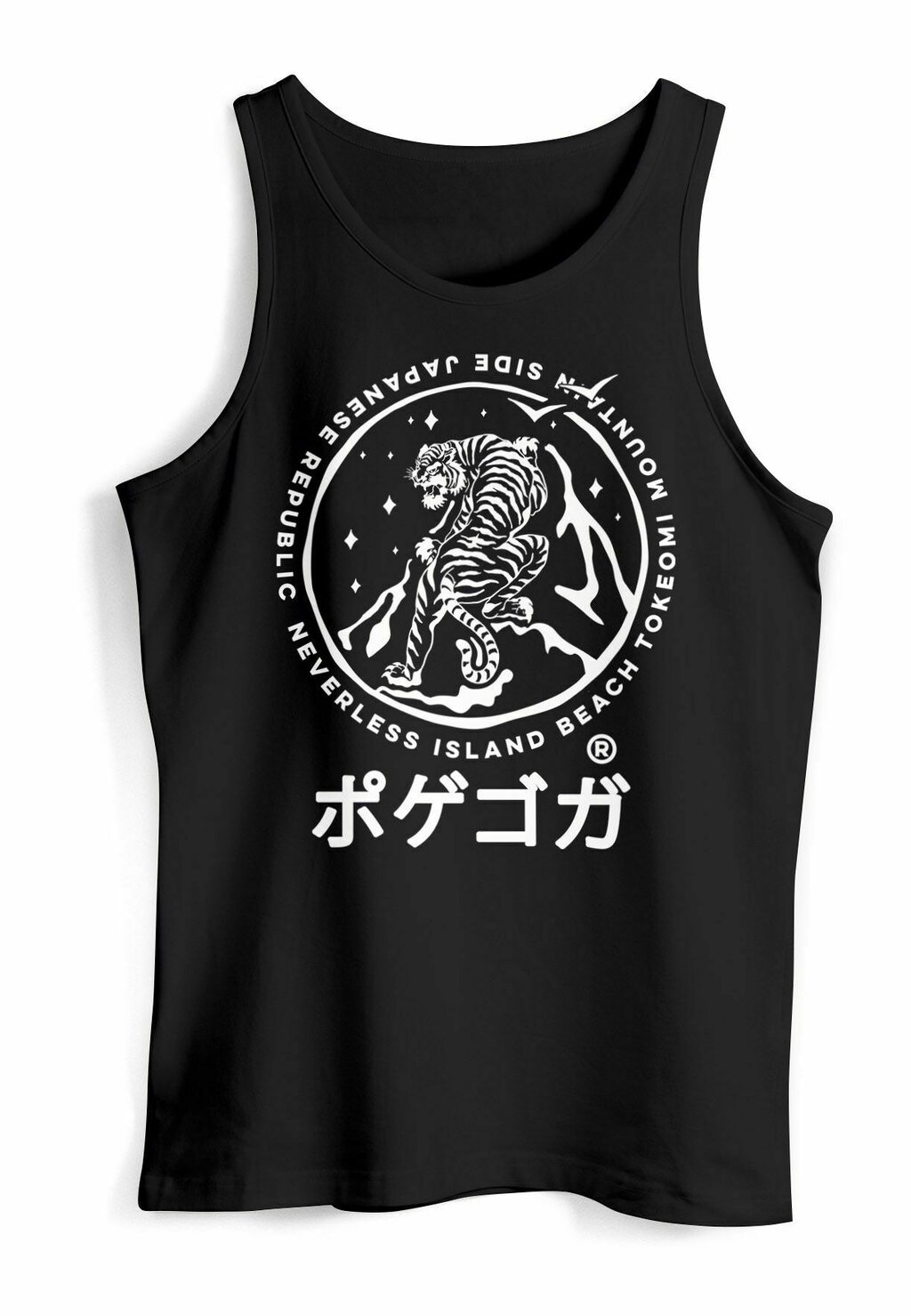 

Топ TANK- TIGER JAPAN ASIATISCHE SCHRIFTZEICHEN LOGO MOUNT Neverless, черный